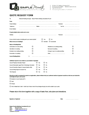 Building Permit Quote Request Form