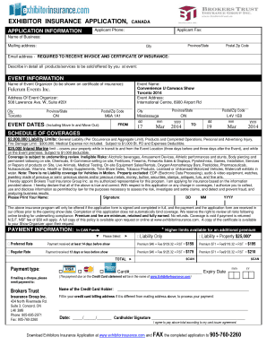 Exhibitor Insurance Application