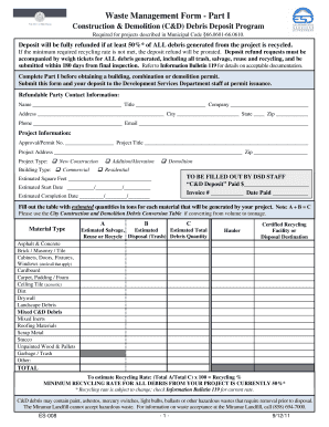 Construction & Demolition Debris Deposit Form