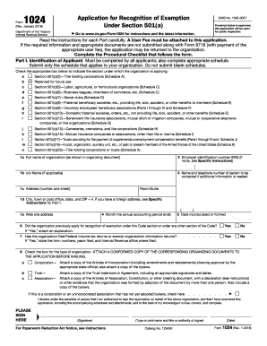 IRS Form 1024 Application for Recognition of Exemption