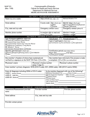 Kentucky Medicaid Waiver Assessment Form