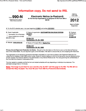 Form 990-N (e-Postcard) for Tax-Exempt Organizations