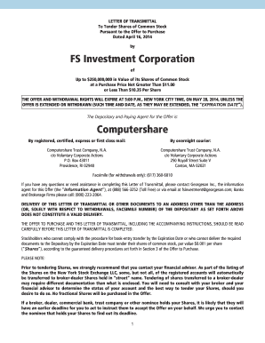 Letter of Transmittal for Common Stock