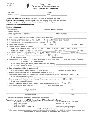 Utah Employment Information Form