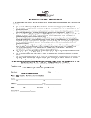 WhirlyBall Acknowledgment and Release Form