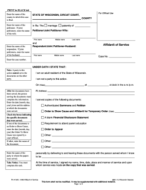 Wisconsin Affidavit of Service