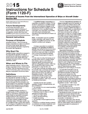 Fillable Online irs 2015 Instructions for Schedule S (Form 1120-F ...
