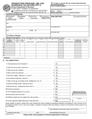 Arizona Transaction Privilege Tax Return TPT-1