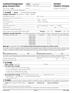 COBRA Dental Insurance Enrollment Waiver Form