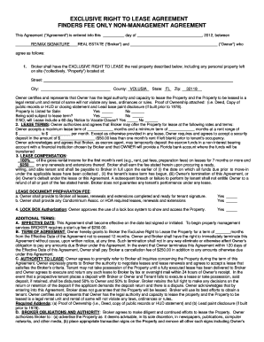 Exclusive Right to Lease Agreement