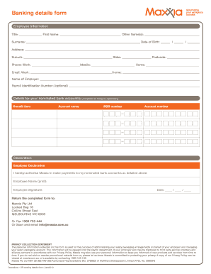 Employee Banking Details Form