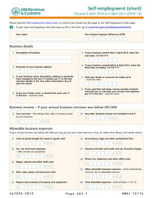 UK Self-Employment Short Tax Return