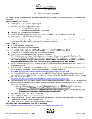 Child Care Services Waitlist Application