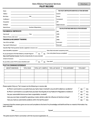 Pilot Record Form