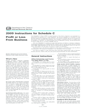 2009 Instructions for Schedule C