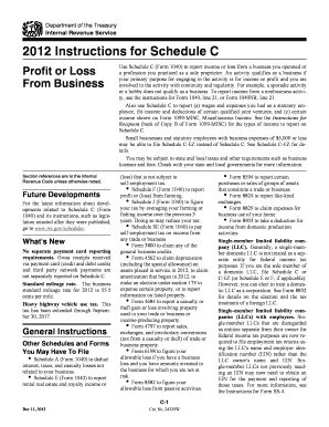 2012 Instructions for Schedule C