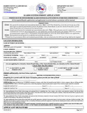 Harris County Alarm System Permit Application