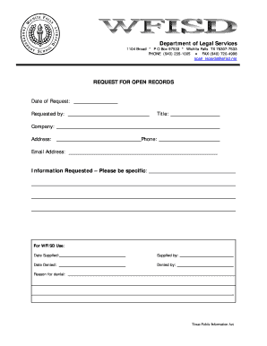 Texas Public Information Act Request Form