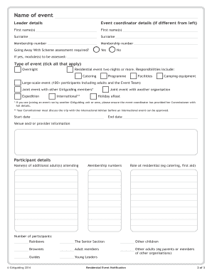 Residential Event Notification Form