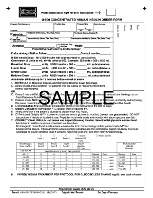 U-500 Concentrated Human Insulin Order Form