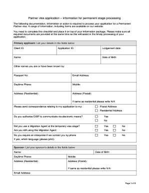 Partner Visa Application Checklist