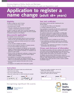 Victoria Name Change Application