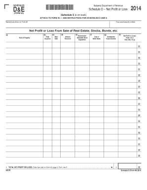 Alabama Schedule D and E Form 40