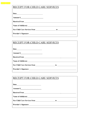 Receipt for Child Care Services