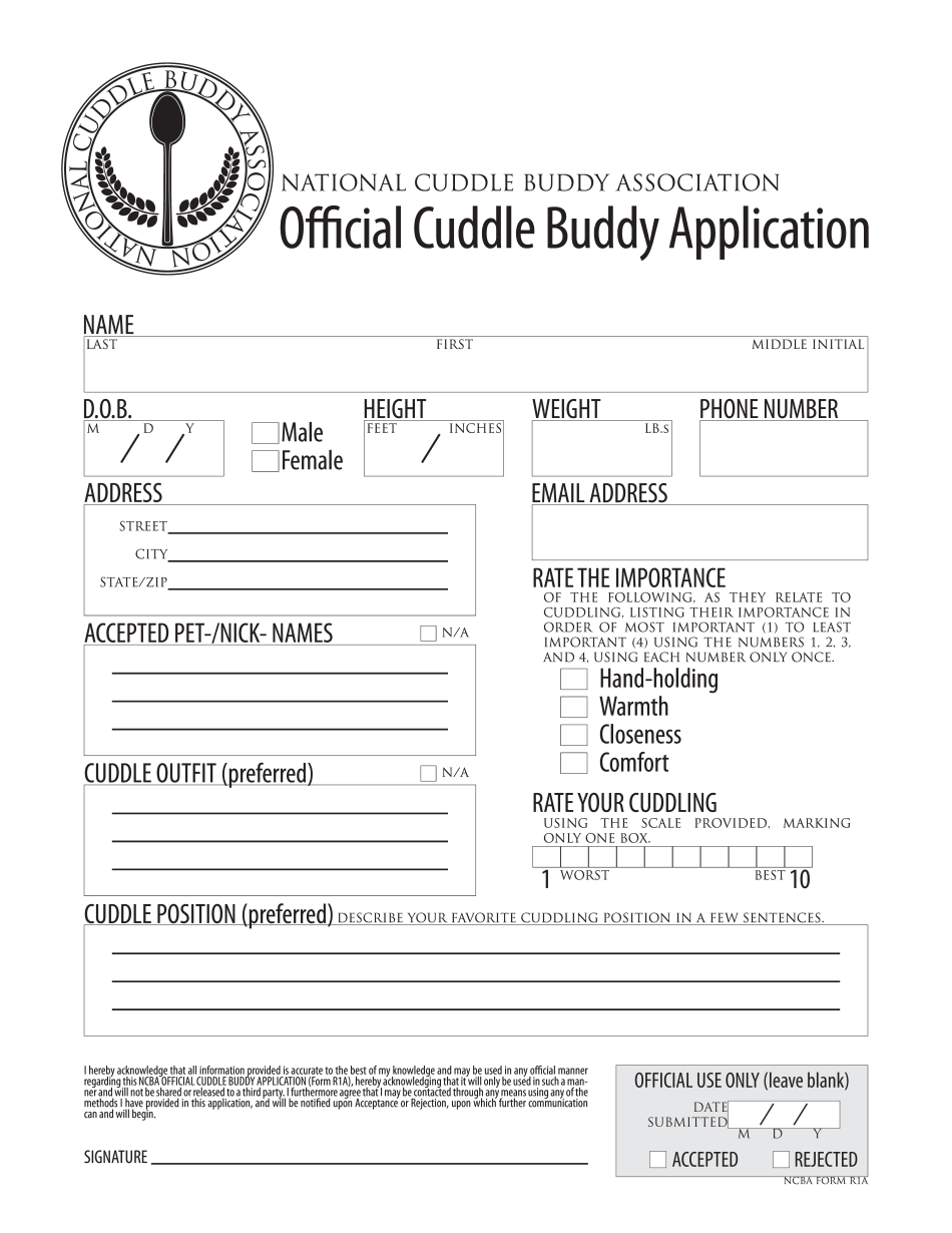Cuddle Buddy Application Form