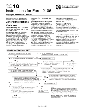 Instructions for Form 2106 Employee Business Expenses