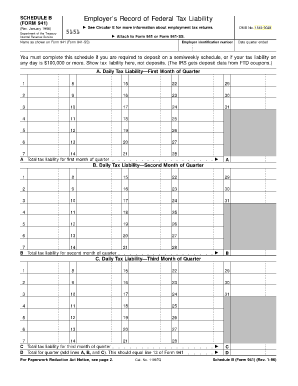 Schedule B Employer's Record of Federal Tax Liability