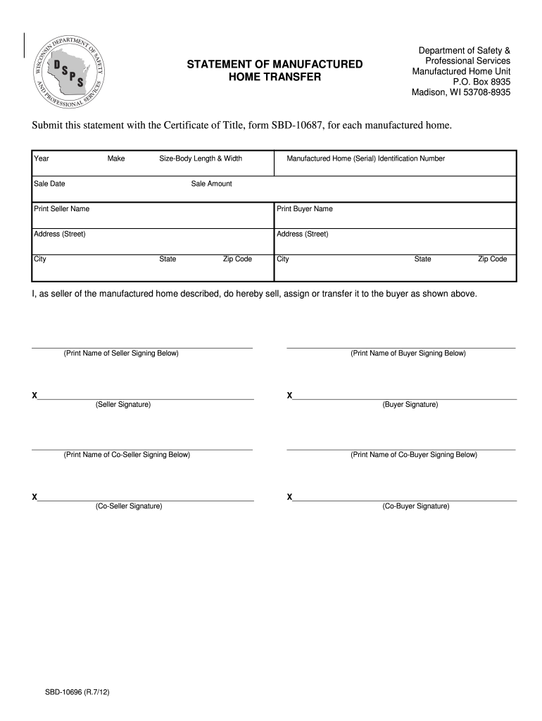 wisconsin form sbd 10696 Preview on Page 1