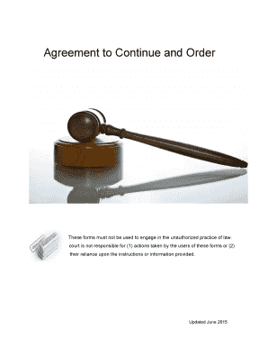 Agreement to Continue and Order for Continuance