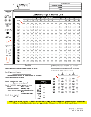Customer Design-A-ROHO Worksheet
