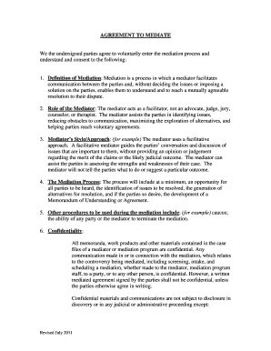 Agreement to Mediate