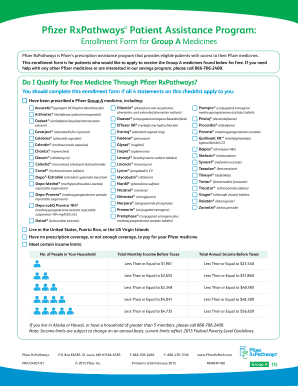Pfizer RxPathways Patient Assistance Program Enrollment Form