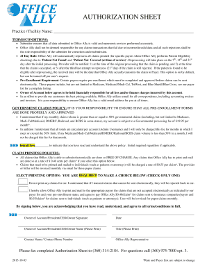 Office Ally Authorization Sheet