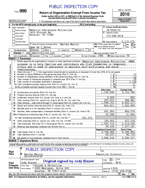 Form 990 Return of Organization Exempt From Income Tax 2010