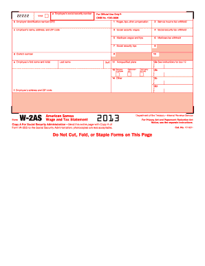 Form W-2AS American Samoa Wage and Tax Statement