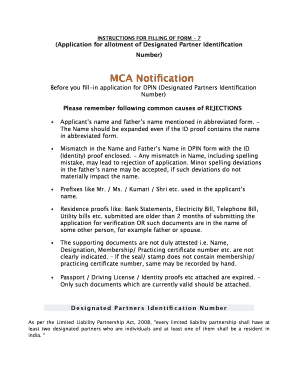 Form 7 - Designated Partner Identification Number Application