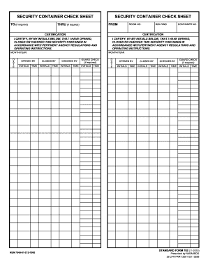 Security Container Check Sheet