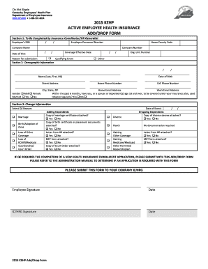 Kentucky Employee Health Insurance Add/Drop Form