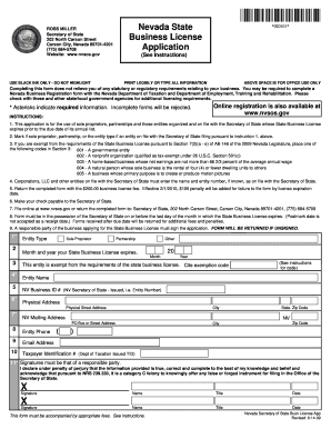 Nevada State Business License Application