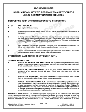 Response to Petition for Legal Separation with Children