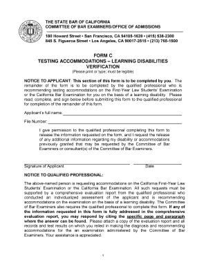 California Bar Exam Testing Accommodations Form