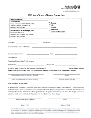 Agent/Broker of Record Change Form
