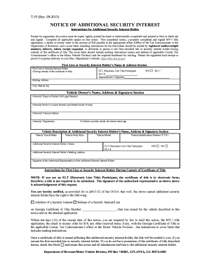 Georgia Notice of Additional Security Interest