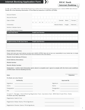 BRAC Bank Internet Banking Application Form