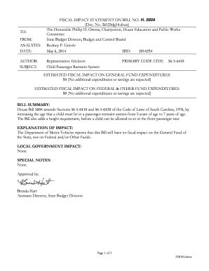 FISCAL IMPACT STATEMENT ON BILL NO. H. 5004 (Doc. No ... - ors sc