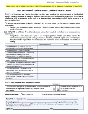 CFPC Mainpro Declaration of Conflict of Interest Form